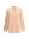 Rohe Check Flannel Overshirt Pink Beige Check In Multi