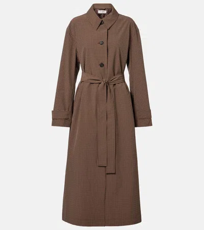 Rohe Belted Checked Taffeta Trench Coat In Brown