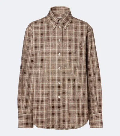 Rohe Róhe Checked Bouclé Cotton And Silk-blend Overshirt In Brown