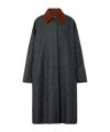 Rohe Suede-trimmed Checked Wool Coat In Gray