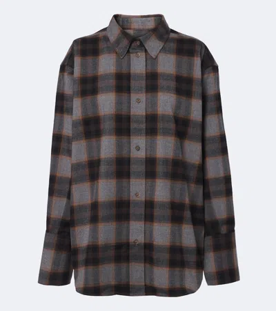 Rohe Checked Cotton Flannel Shirt In Blue