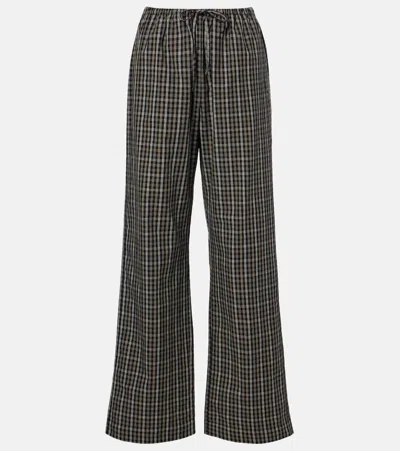 Rohe Róhe Checked Cotton Wide-leg Pants In Black