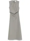 Rohe Draped Checked Wool-blend Maxi Dress In Black