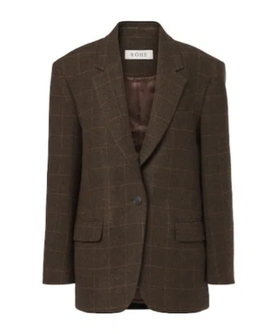 Rohe Checked Oversized Wool Blazer In Brown