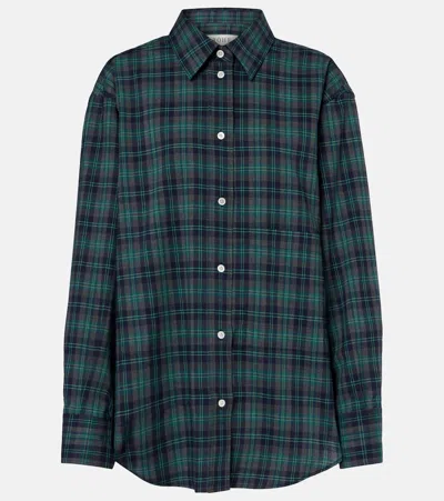 Rohe Checked Oversized Wool-blend Shirt In Green