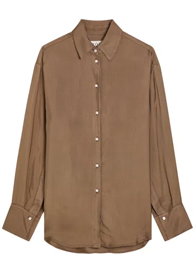 Rohe Checked Satin Shirt In Brown