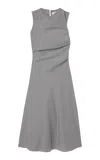 Rohe Draped Checked Wool-blend Maxi Dress In Black,white