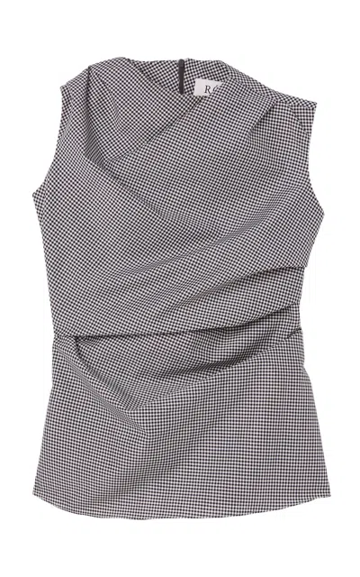 Rohe Checked Wool-blend Cowl-neck Top In Black,white
