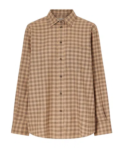 Rohe Checked Wool-blend Shirt In Brown