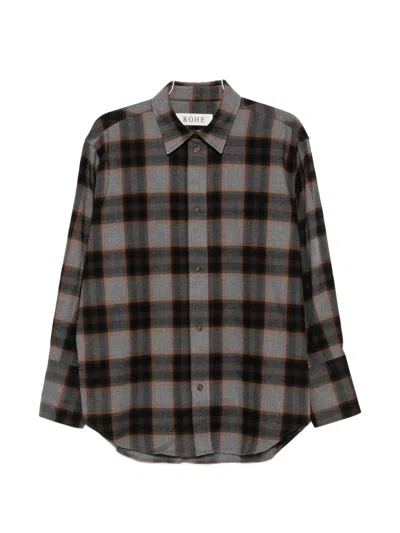 Rohe Check-print Buttoned Shirt In Brown