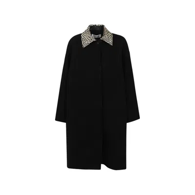 Rohe Cheetah Collar Oversized Coat In Black
