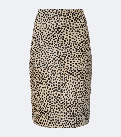 Rohe Cheetah-print Calf Hair Pencil Skirt In Brown