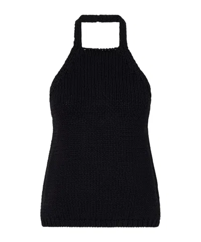 Rohe Knitted Cotton Halterneck Top In Black