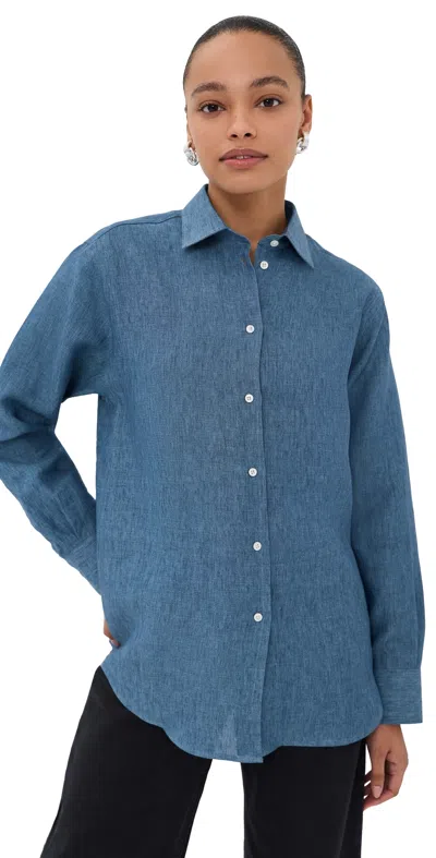 Rohe Classic Chambray Linen Shirt Ocean Blue