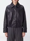 Rohe Cropped Leather Bomber Blouson Jacket With Dropped Shoulders In Black