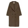 Rohe Double-breasted Scarf-detailed Layered Wool Coat In Brown