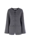 Rohe Mandarin Double Faced Wool Jacket Mid Grey Melange In Gray