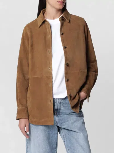 Rohe Collared Jacket Long Sleeves Side Pockets In Brown