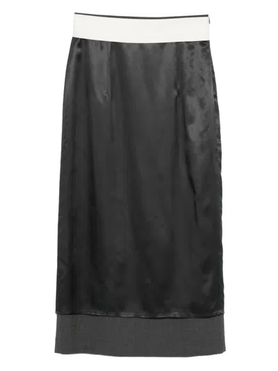 Rohe Colourblock Midi Skirt In Black