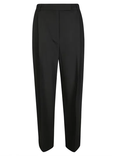 ROHE COMFORTABLE FIT BLACK TROUSERS WITH PLEATS