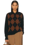 Rohe Compact Knitted Check Polo Sweater In Black