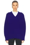 Rohe Compact Knitted V-neck Jumper In Indigo