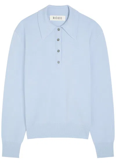 Rohe Compact Wool And Cashmere-blend Polo Top In Blue