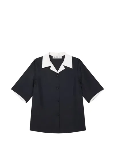 Rohe Contrast Camp-collar Shirt In Black
