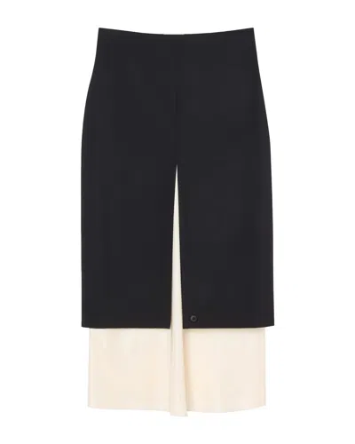 ROHE CONTRAST UPSIDE-DOWN SKIRT  | BLACK