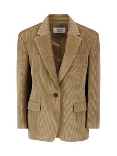 Rohe Beige Peak Lapel Single-button Corduroy Blazer In Brown