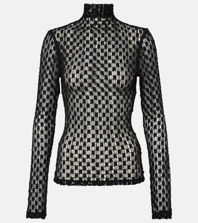 ROHE RÓHE COTTON-BLEND LACE TURTLENECK TOP