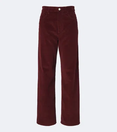 Rohe Cotton Corduroy Straight Pants In Burgundy