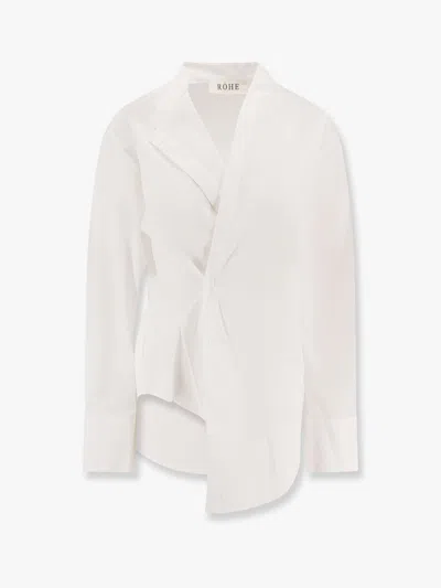 Rohe Cotton Shirt With Overlapping Collar In Neutral