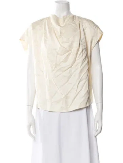 Pre-owned Rohe Cowl Neck Short Sleeve Blouse In Neutral