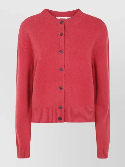 Rohe Crew Neck Cardigan Long Sleeve Design In Pink