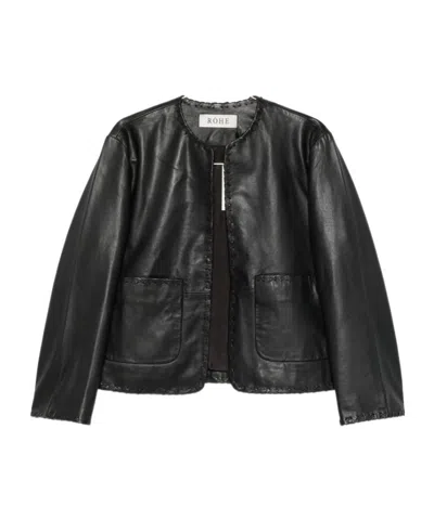 ROHE CREW NECK LEATHER JACKET