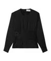 Rohe Crew Neck Pleated Blouse In Black