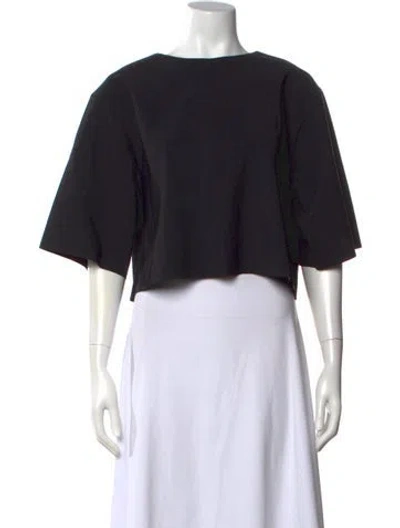 Pre-owned Rohe Crew Neck Short Sleeve Crop Top In Black