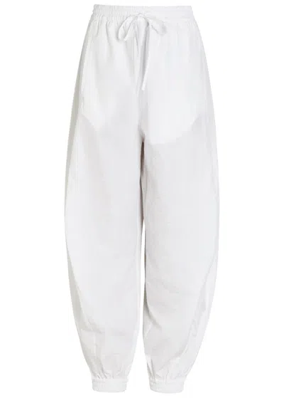 Rohe Crinkled Effect Balloon-leg Cotton-blend Trousers In White