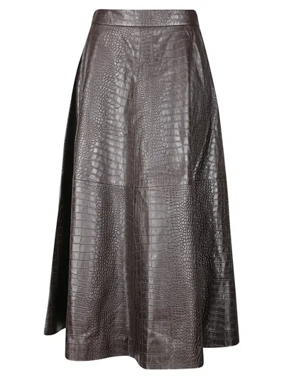 Rohe Crocodile A-line Skirt In Gray