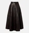 Rohe Róhe Crocodile-effect Leather Midi Skirt In Brown