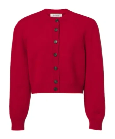 Rohe Cropped Wool Cardigan In Red