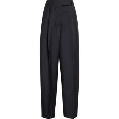 Rohe Róhe Daria Pleated High Waist Tapered Virgin Wool & Mohair Trousers In Navy