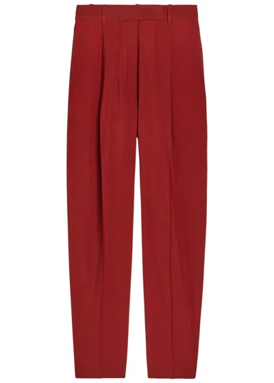 Rohe Daria Pleated Wool Trousers In Brown