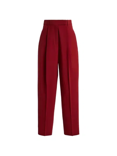 Rohe Daria Pleated Wool Trousers In Red
