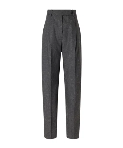 Rohe Daria Pleated Wool-blend Straight-leg Pants In Multi