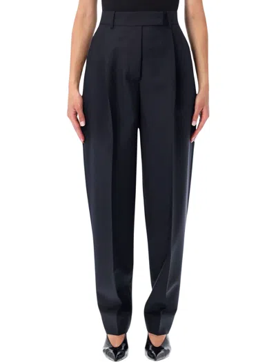 Rohe Daria Tapered Pleated Wool-mohair Trousers In Blue