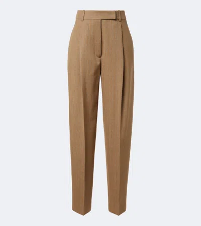 Rohe Róhe Daria Wool-blend Tapered Pants In Brown