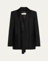 Rohe Deconstructed Satin Lapel Jacket In Black