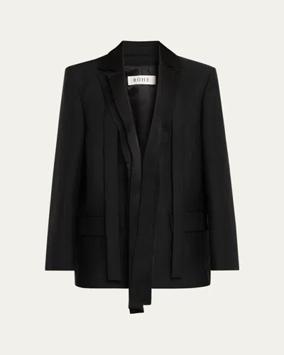 Rohe Deconstructed Satin Lapel Jacket In Black